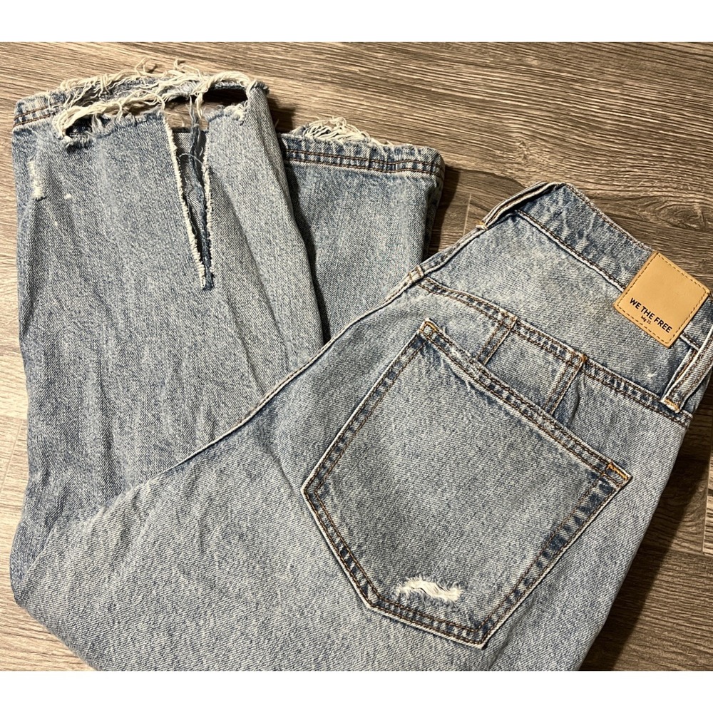 We The Free FP CRVY Straight Shooter High Rise Heavy Distressed Jeans Size 30x32